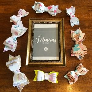 Mix and Match Patterned Faux Leather Hair Bow Set ~ 8 Pieces